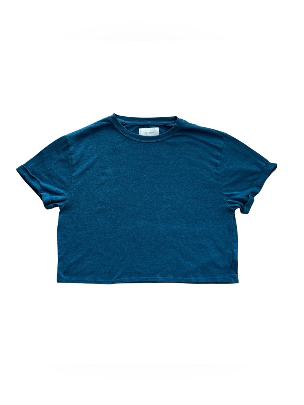 Lucky Brand Blue Boxy Crop T-Shirt Womens Large Casual Cotton Basic Tee
